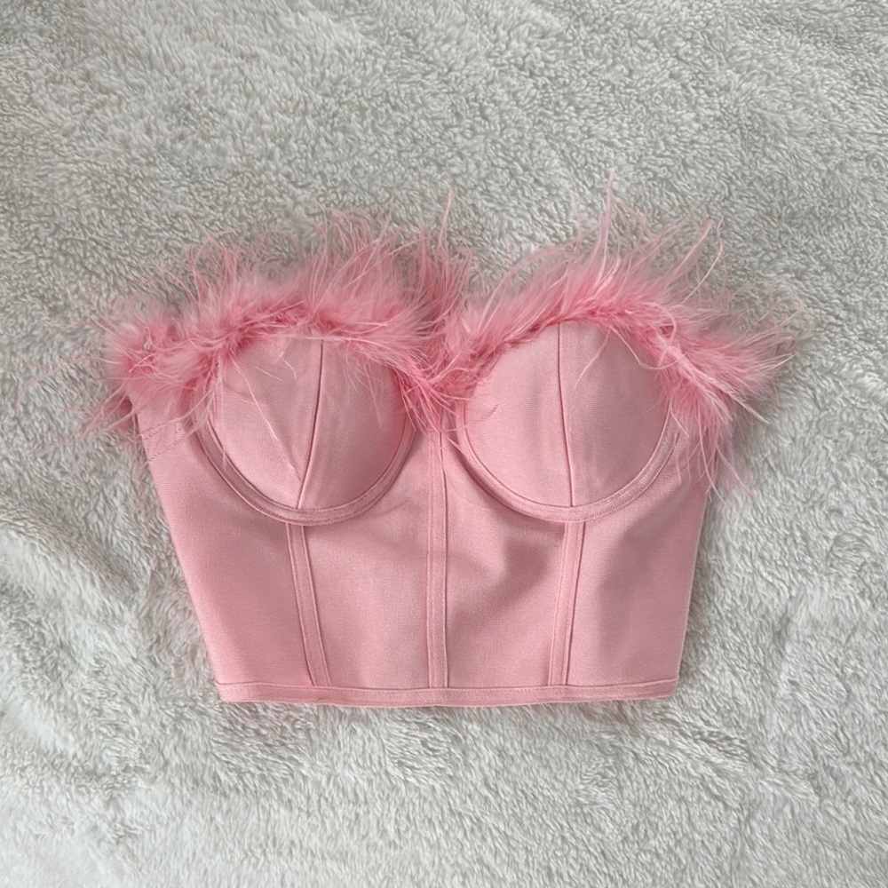 Superdown Feathered Bustier from REVOLVE